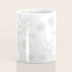 White on White Floral Botanical Wild Daisies Cottage Pattern Coffee Mug Gallery Image 4