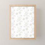 White on White Floral Botanical Wild Daisies Cottage Pattern Mini Art Print Gallery Image 1