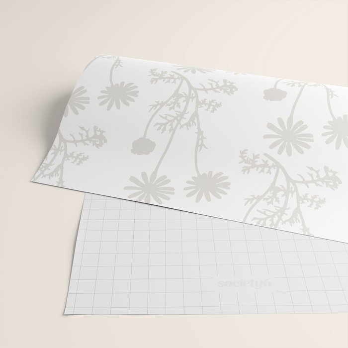 White on White Floral Botanical Wild Daisies Cottage Pattern Wrapping Paper Gallery Image 2