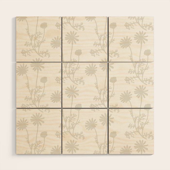 White on White Floral Botanical Wild Daisies Cottage Pattern Wood Wall Art Gallery Image 1