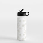 White on White Floral Botanical Wild Daisies Cottage Pattern Water Bottle Gallery Image 1