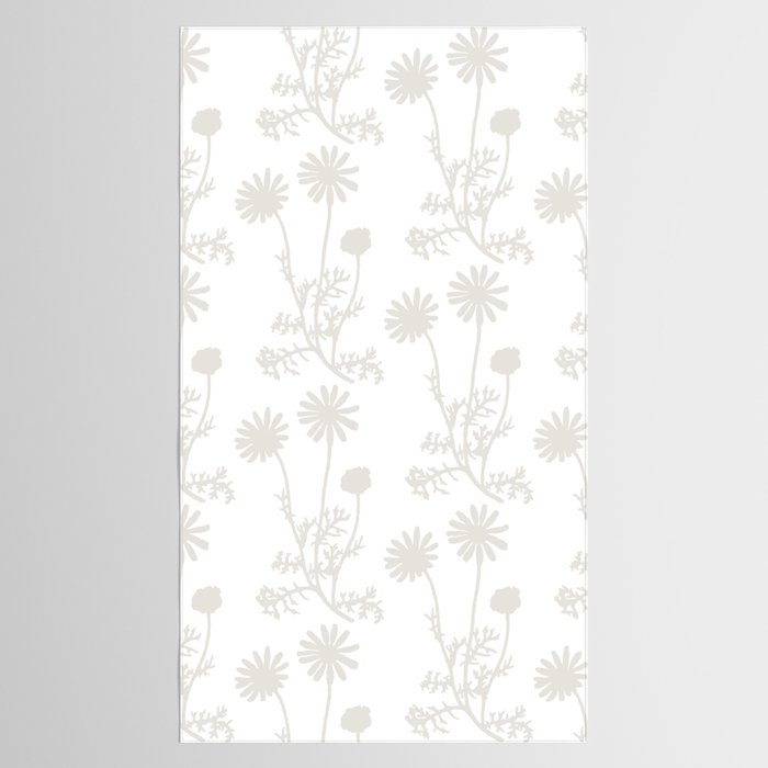 White on White Floral Botanical Wild Daisies Cottage Pattern Tablecloth Gallery Image 2