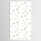 White on White Floral Botanical Wild Daisies Cottage Pattern Tablecloth Gallery Image 2
