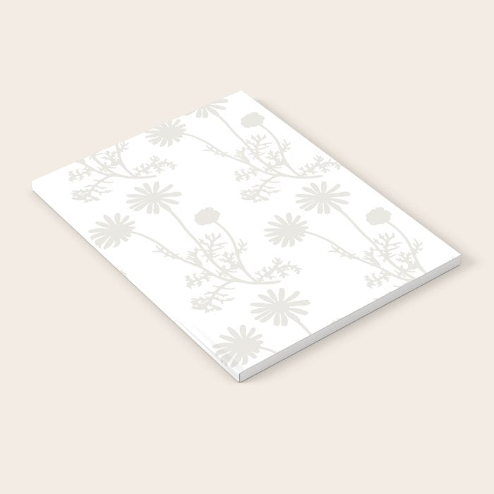 White on White Floral Botanical Wild Daisies Cottage Pattern Notebook Gallery Image 1