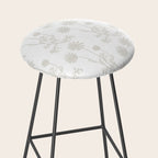 White on White Floral Botanical Wild Daisies Cottage Pattern Stool Gallery Image 2