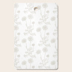 White on White Floral Botanical Wild Daisies Cottage Pattern Cutting Board Gallery Image 1