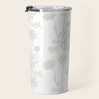 White on White Floral Botanical Wild Daisies Cottage Pattern Travel Mug Gallery Image 3