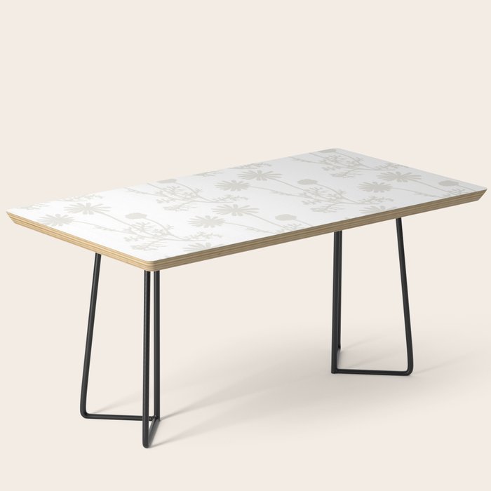White on White Floral Botanical Wild Daisies Cottage Pattern Coffee Table Gallery Image 1