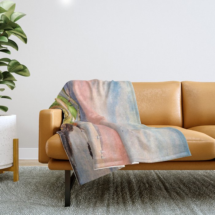 Pebble Beach Golf Course 7th Hole Throw Blanket Gallery Image 1