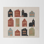 houses retro fall abstract geometric Throw Blanket Gallery Image 2