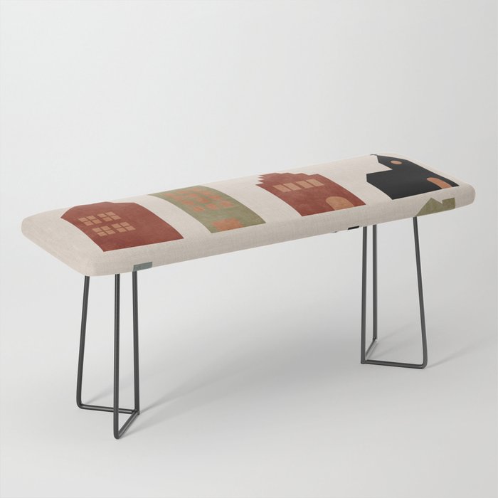 houses retro fall abstract geometric Bench Gallery Image 1