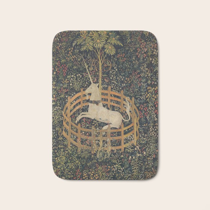 Unicorn In Captivity 'The Lady and the Unicorn' Medieval Tapestry Bath Mat Gallery Image 1