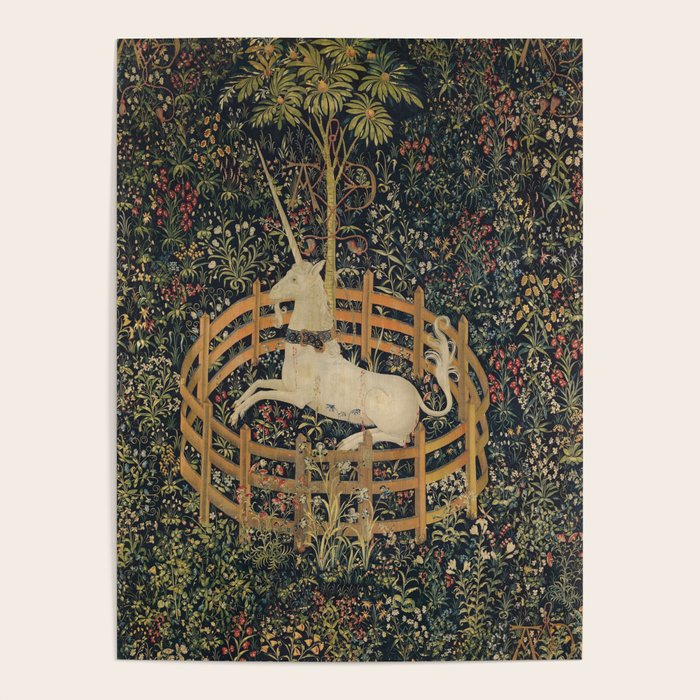 Unicorn In Captivity 'The Lady and the Unicorn' Medieval Tapestry Poster Gallery Image 4
