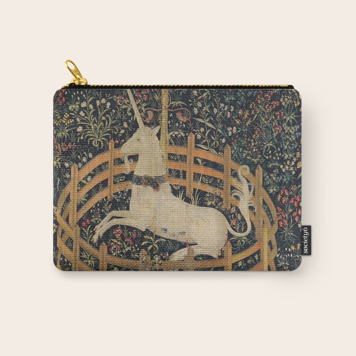 Unicorn In Captivity 'The Lady and the Unicorn' Medieval Tapestry Carry All Pouch Gallery Image 1