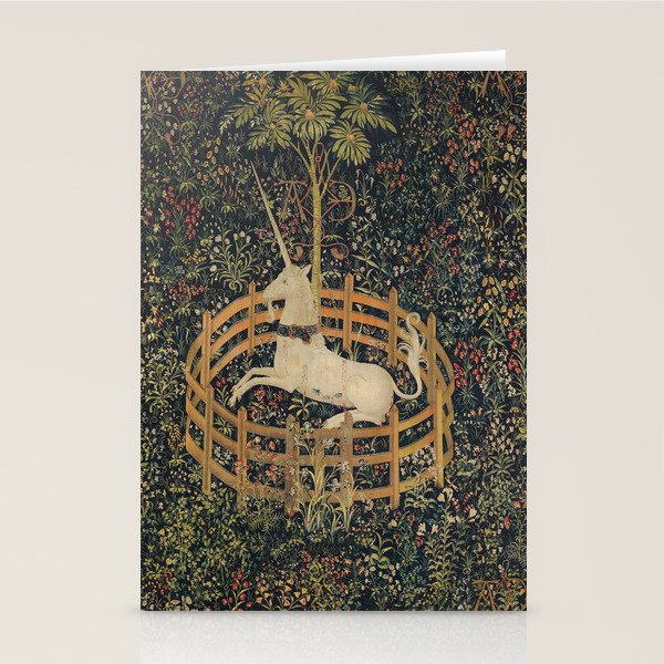Unicorn In Captivity 'The Lady and the Unicorn' Medieval Tapestry Stationery Card Gallery Image 1