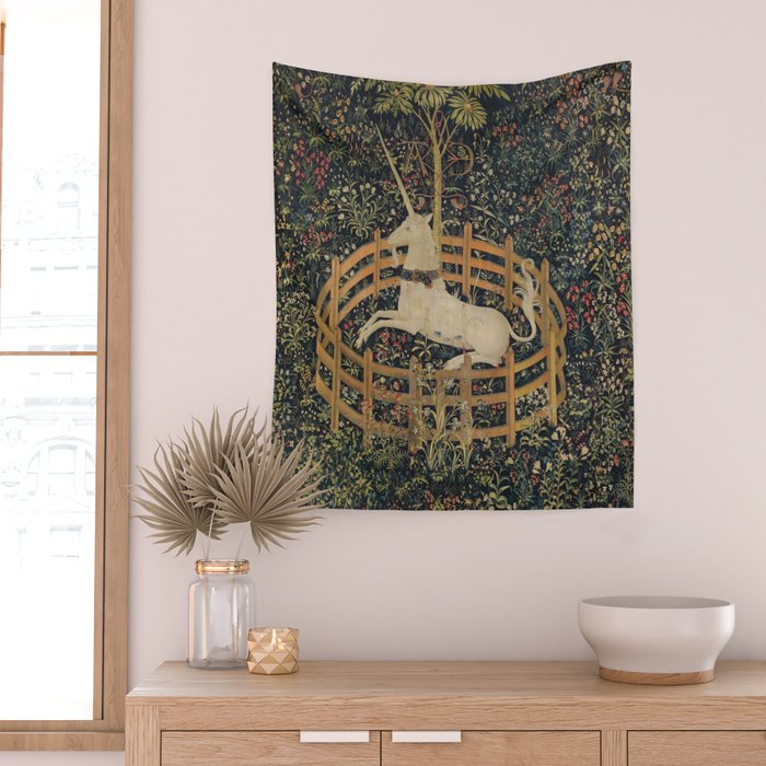 Unicorn In Captivity 'The Lady and the Unicorn' Medieval Tapestry Wall Tapestry Gallery Image 2