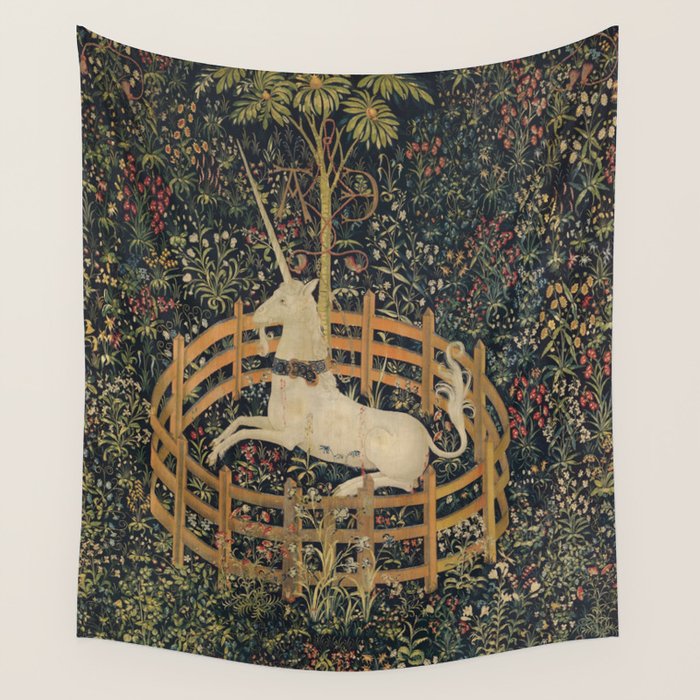 Unicorn In Captivity 'The Lady and the Unicorn' Medieval Tapestry Wall Tapestry Gallery Image 1
