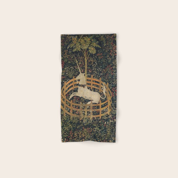 Unicorn In Captivity 'The Lady and the Unicorn' Medieval Tapestry Bath Towel Gallery Image 1