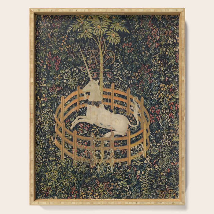 Unicorn In Captivity 'The Lady and the Unicorn' Medieval Tapestry Serving Tray Gallery Image 1