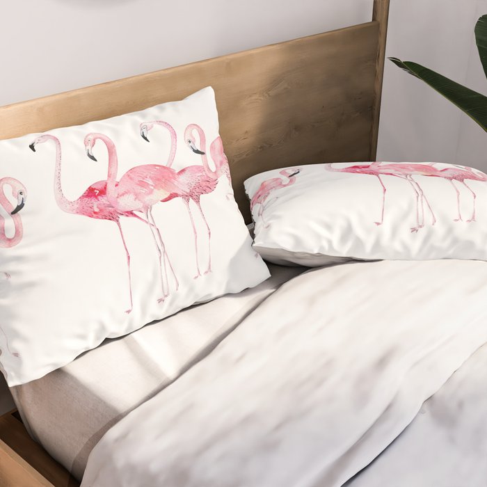 Flamingo Farm- Tropical Animal Bird World Pillow Sham Gallery Image 2