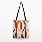 Mid Century Modern Retro Lounge Striped Ogee Pattern in Vintage 70s Brown Orange  Tote Bag Gallery Image 2