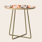 Mid Century Modern Retro Lounge Striped Ogee Pattern in Vintage 70s Brown Orange  Side Table Gallery Image 1