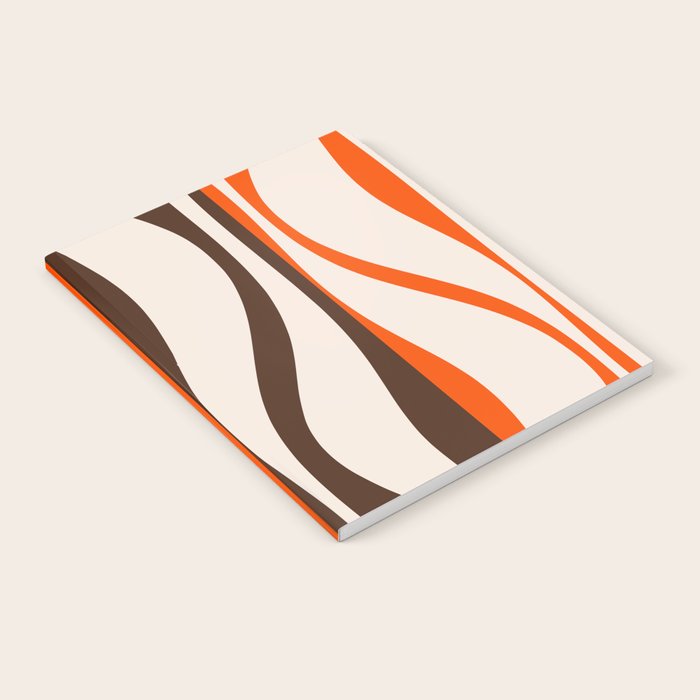 Mid Century Modern Retro Lounge Striped Ogee Pattern in Vintage 70s Brown Orange  Notebook Gallery Image 2
