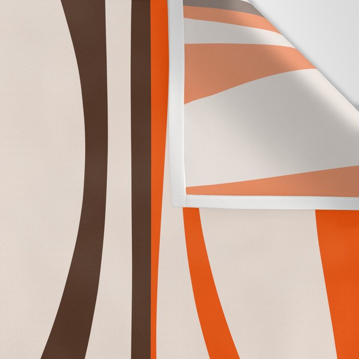 Mid Century Modern Retro Lounge Striped Ogee Pattern in Vintage 70s Brown Orange  Wall Tapestry Gallery Image 3