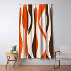 Mid Century Modern Retro Lounge Striped Ogee Pattern in Vintage 70s Brown Orange  Window Curtain Gallery Image 5
