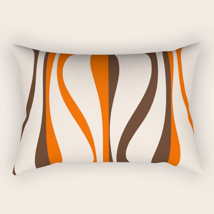 Mid Century Modern Retro Lounge Striped Ogee Pattern in Vintage 70s Brown Orange  Rectangular Pillow Gallery Image 1