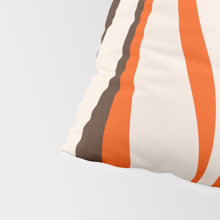 Mid Century Modern Retro Lounge Striped Ogee Pattern in Vintage 70s Brown Orange  Pillow Sham Gallery Image 4