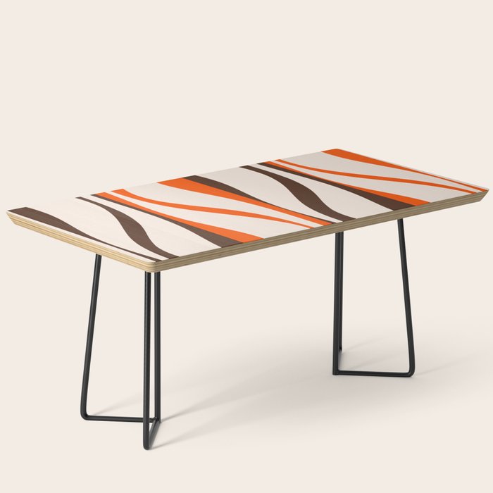 Mid Century Modern Retro Lounge Striped Ogee Pattern in Vintage 70s Brown Orange  Coffee Table Gallery Image 1