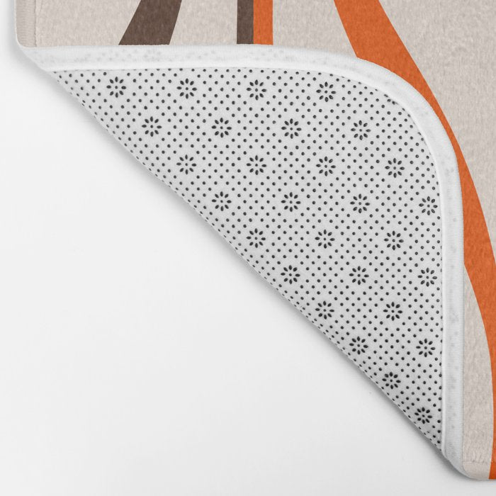 Mid Century Modern Retro Lounge Striped Ogee Pattern in Vintage 70s Brown Orange  Bath Mat Gallery Image 2