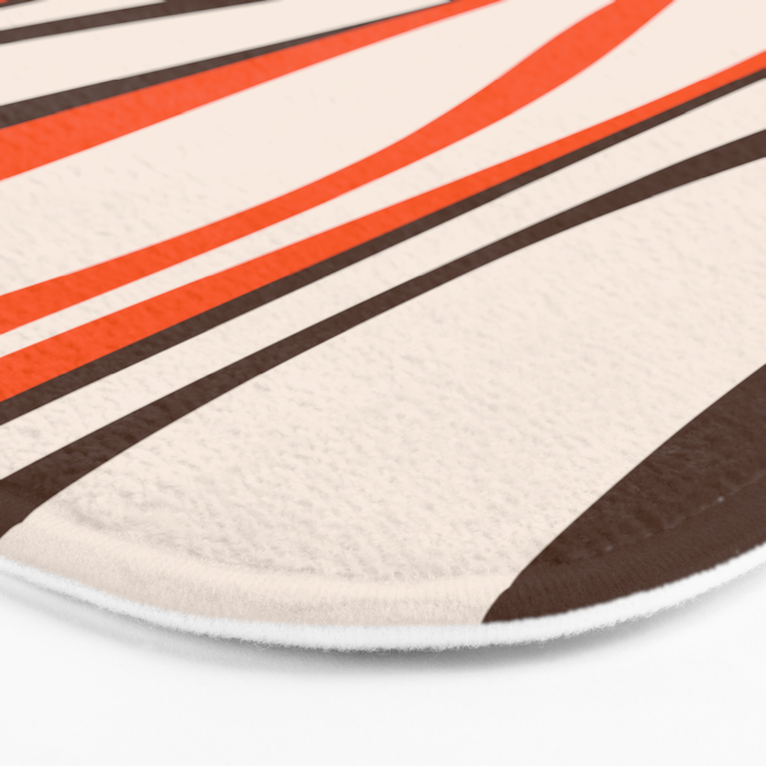 Mid Century Modern Retro Lounge Striped Ogee Pattern in Vintage 70s Brown Orange  Bath Mat Gallery Image 3