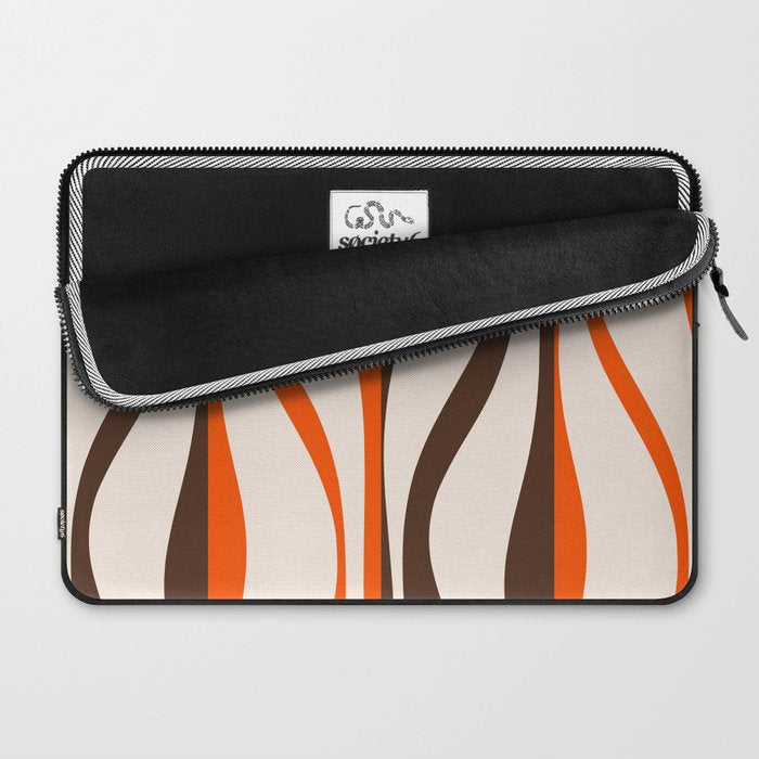 Mid Century Modern Retro Lounge Striped Ogee Pattern in Vintage 70s Brown Orange  Laptop Sleeve Gallery Image 2