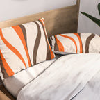 Mid Century Modern Retro Lounge Striped Ogee Pattern in Vintage 70s Brown Orange  Pillow Sham Gallery Image 2