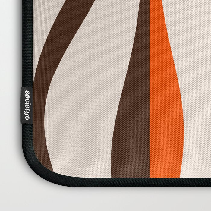 Mid Century Modern Retro Lounge Striped Ogee Pattern in Vintage 70s Brown Orange  Laptop Sleeve Gallery Image 3
