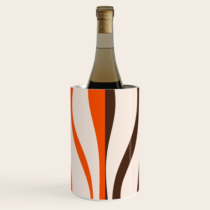 Mid Century Modern Retro Lounge Striped Ogee Pattern in Vintage 70s Brown Orange  Wine Chiller Gallery Image 1