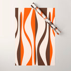 Mid Century Modern Retro Lounge Striped Ogee Pattern in Vintage 70s Brown Orange  Wrapping Paper Gallery Image 1