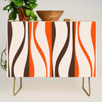 Mid Century Modern Retro Lounge Striped Ogee Pattern in Vintage 70s Brown Orange  Credenza Gallery Image 1