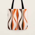 Mid Century Modern Retro Lounge Striped Ogee Pattern in Vintage 70s Brown Orange  Tote Bag Gallery Image 1