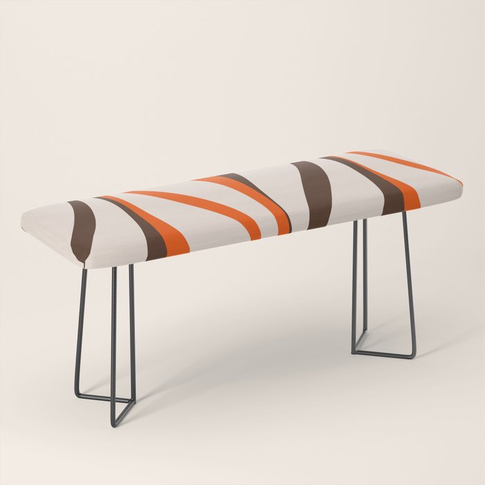 Mid Century Modern Retro Lounge Striped Ogee Pattern in Vintage 70s Brown Orange  Bench Gallery Image 1