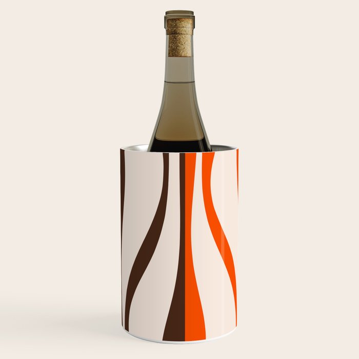 Mid Century Modern Retro Lounge Striped Ogee Pattern in Vintage 70s Brown Orange  Wine Chiller Gallery Image 2