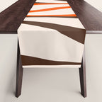 Mid Century Modern Retro Lounge Striped Ogee Pattern in Vintage 70s Brown Orange  Table Runner Gallery Image 1