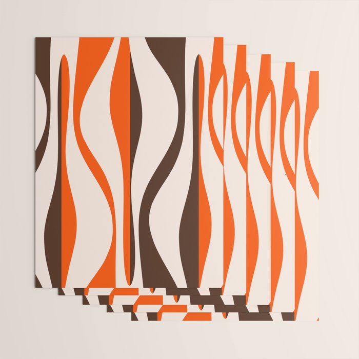 Mid Century Modern Retro Lounge Striped Ogee Pattern in Vintage 70s Brown Orange  Wrapping Paper Gallery Image 3