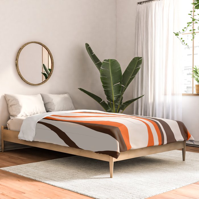Mid Century Modern Retro Lounge Striped Ogee Pattern in Vintage 70s Brown Orange  Comforter Gallery Image 2