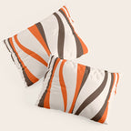 Mid Century Modern Retro Lounge Striped Ogee Pattern in Vintage 70s Brown Orange  Pillow Sham Gallery Image 3