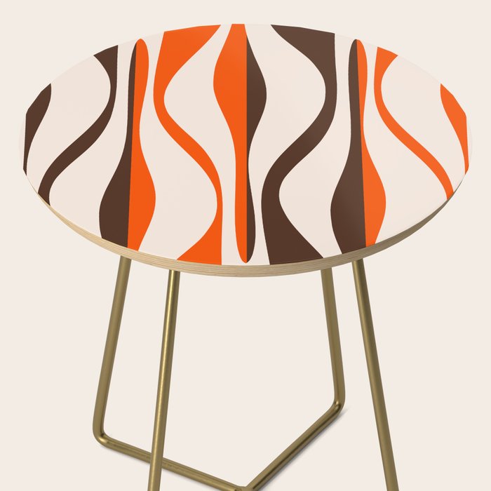 Mid Century Modern Retro Lounge Striped Ogee Pattern in Vintage 70s Brown Orange  Side Table Gallery Image 2