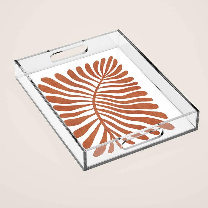 Terracotta abstract leaf Acrylic Tray Gallery Image 1