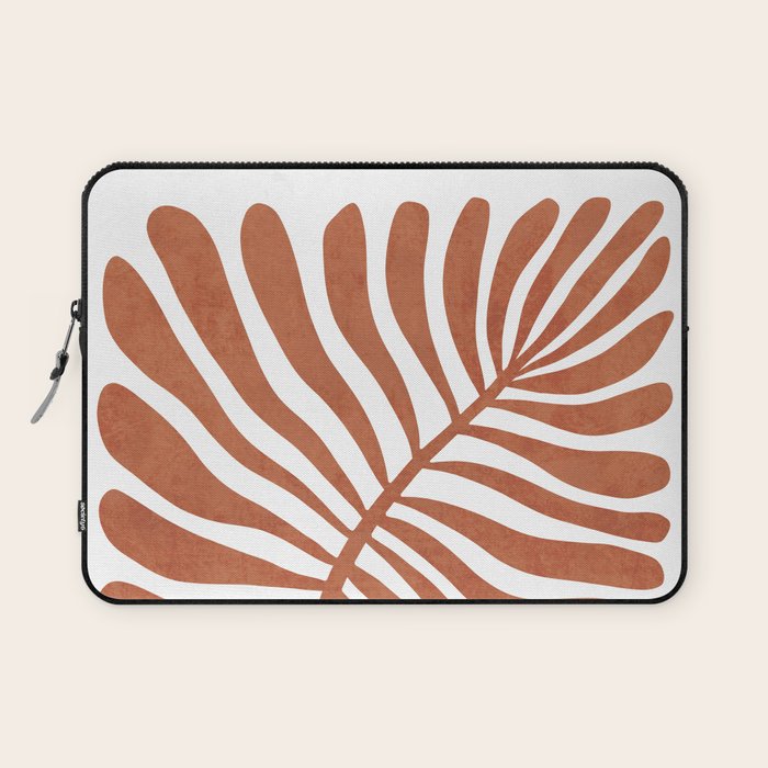 Terracotta abstract leaf Laptop Sleeve Gallery Image 1